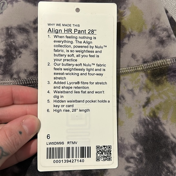 NWT Lululemon align (radial tie dye mauve grey multi) pant - Picture 8 of 8